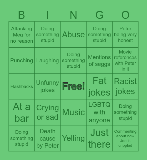 Peter bingo Card