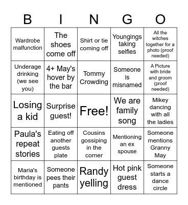 Beall Wedding (May Takeover) Bingo Card