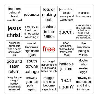 adèle's good omens finale bingo card Bingo Card