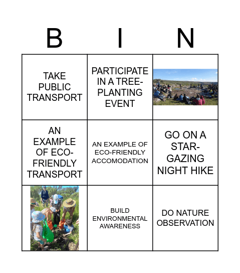 ECOTOURISM Bingo Card