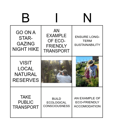 ECOTOURISM Bingo Card