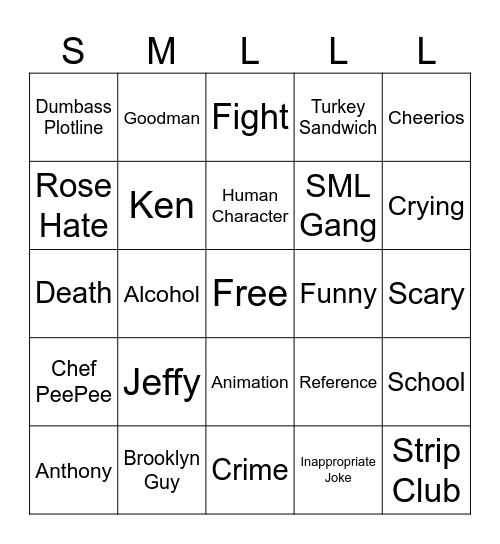 SML Bingo Card