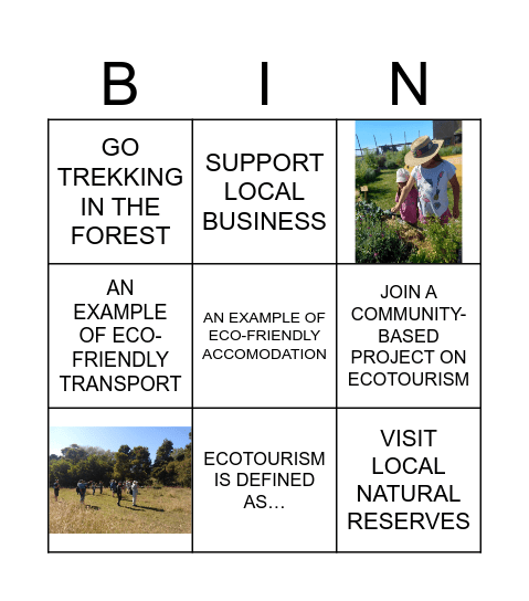 ECOTOURISM Bingo Card