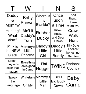 TWINS  Bingo Card