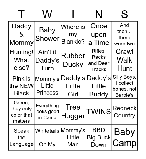 TWINS  Bingo Card