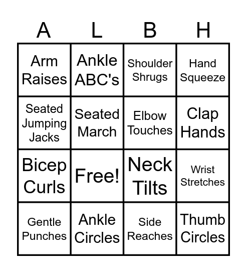 MOVEMENT BINGO Card