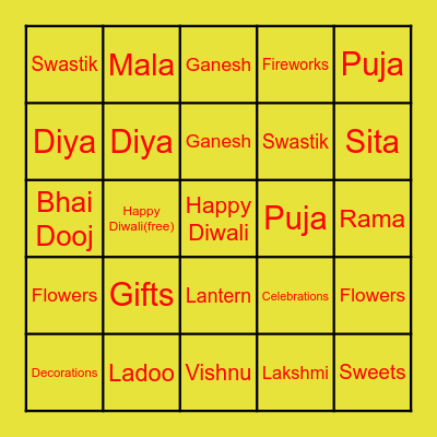 Diwali Bingo Card