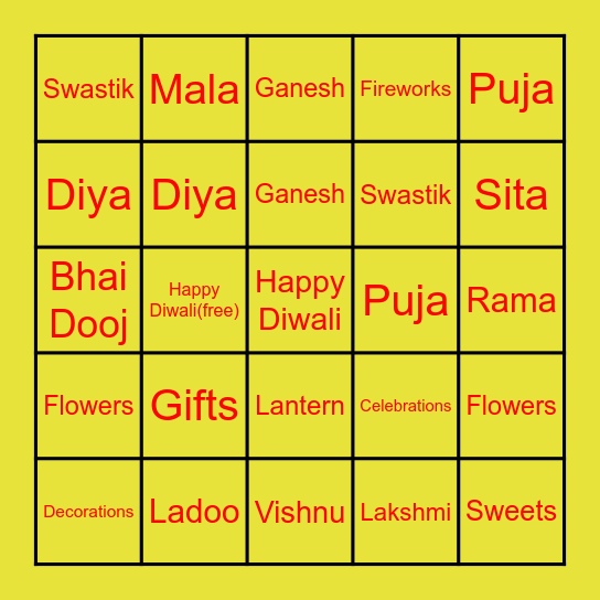 Diwali Bingo Card