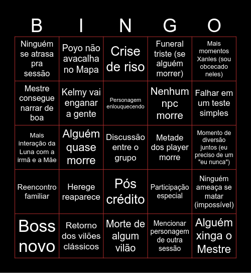 Hierarquia RPG Bingo Card