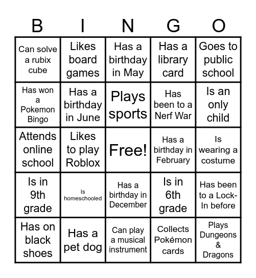 Find someone who.. Bingo Card