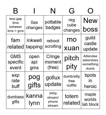MapleFest 2024 Bingo Card