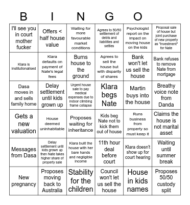 Settlement Bingo! Bingo Card