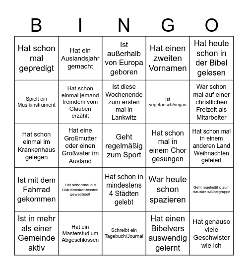 Lankwitz Wochenende Bingo Card