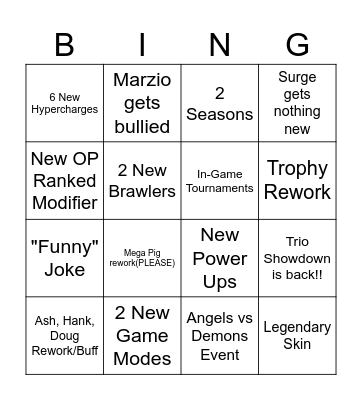 Brawl Stars October 2024 update prediction! Bingo Card