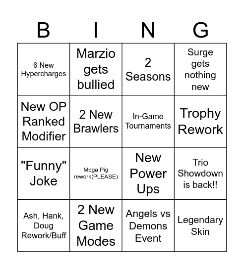 Brawl Stars October 2024 update prediction! Bingo Card