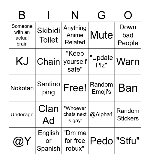 Yielding Arts Server Bingo Card