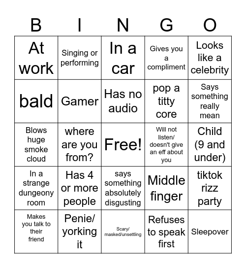 OmeTV Bingo Card