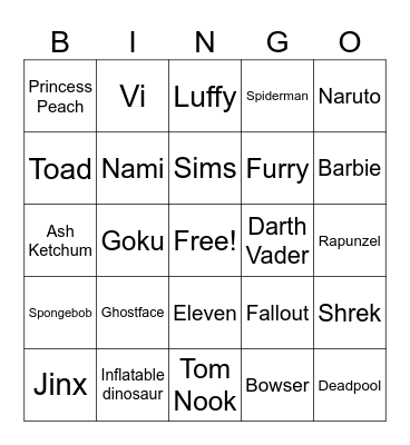 Character Bingo Card