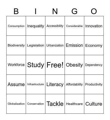 IELTS Bingo Card