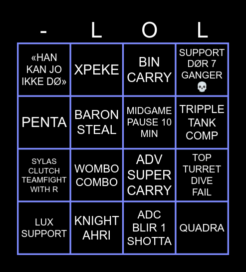 Worlds 2024 Bingo Card