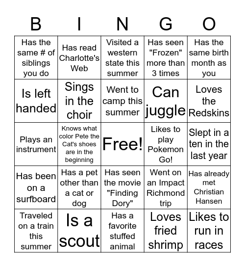 Archangels Bingo Card