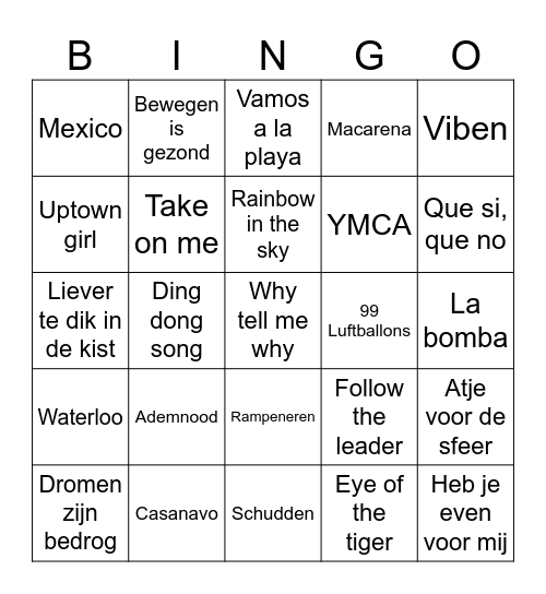 Muziek bingo Card