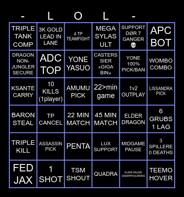 Worlds 2024 Bingo Card