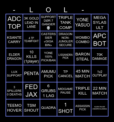 Worlds 2024 Bingo Card