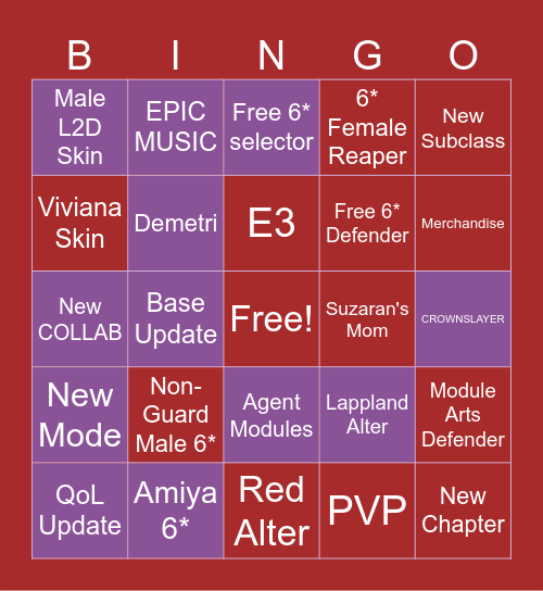 Arknights 5.5 Anniversary Bingo Card