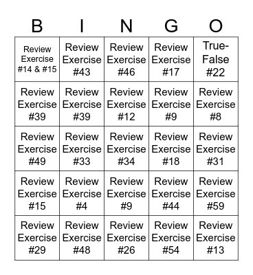 Review Bingo Card