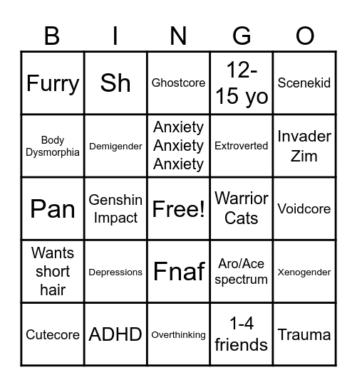 Me Bingo Card