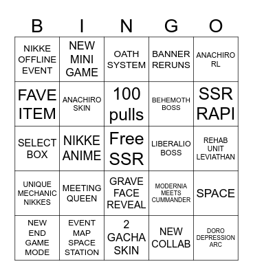 2ND NIKKE Bingo Card