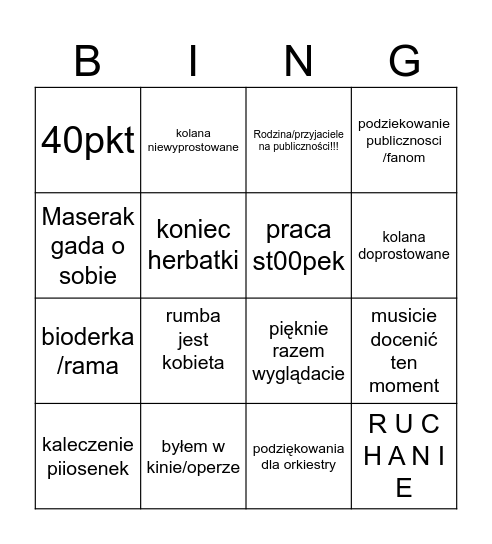 TZG Bingo Card