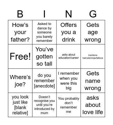 Wedding Bingo Card