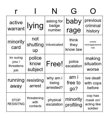 unlawful delinquents Bingo Card