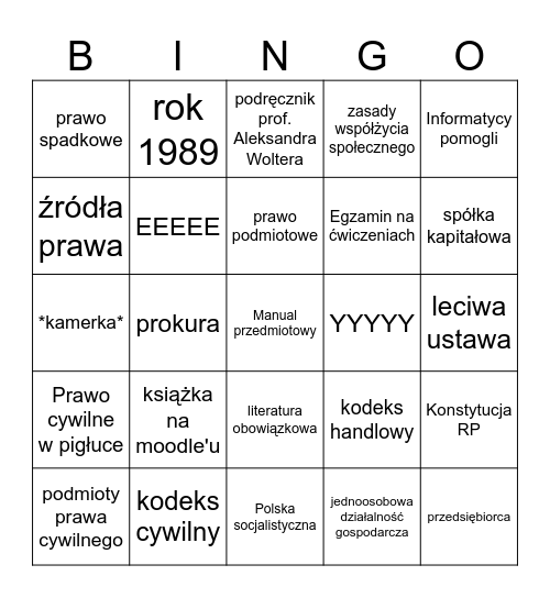 krzychu Bingo Card