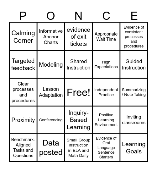 Walkthrough Bingo Card