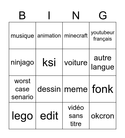 yt Bingo Card