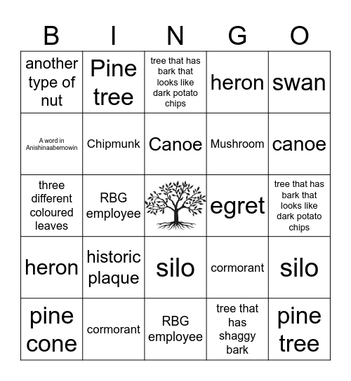 RBG ARBORETUM Bingo Card