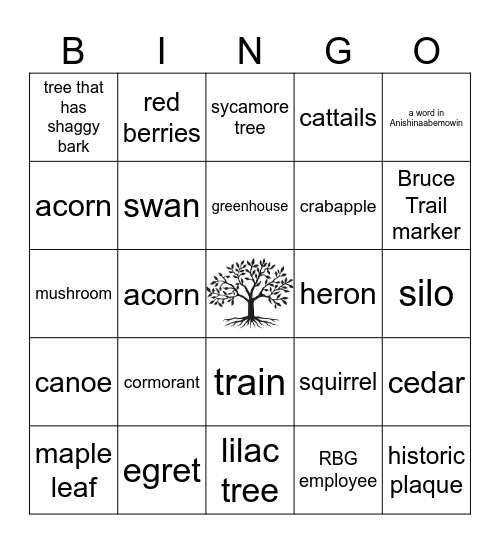 RBG ARABORETUM Bingo Card