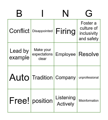 SHAPING EMPLOYEE BEHAVIOR Bingo Card