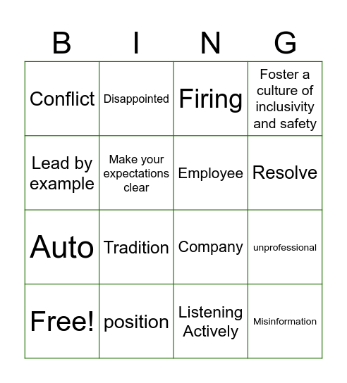 SHAPING EMPLOYEE BEHAVIOR Bingo Card