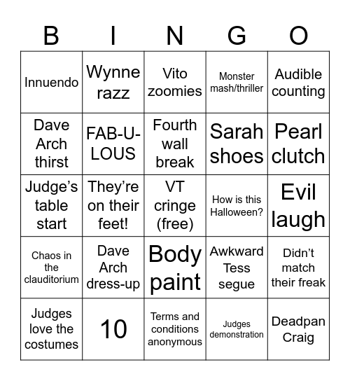 Strictly Bingo Card