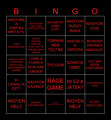 ratyi roblox bingó Bingo Card