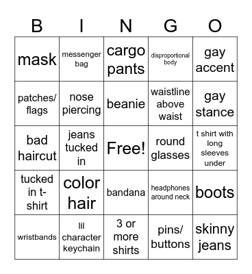 visibly gay Bingo Card