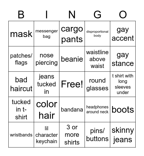 visibly gay Bingo Card