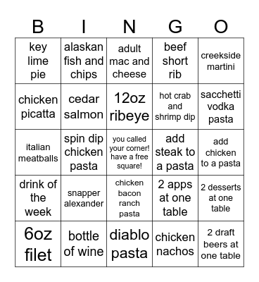 Creekside Bingo! Bingo Card