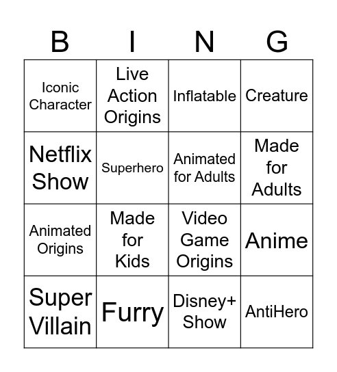 Comic-Con Bingo Card