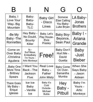 Baby Shower Bingo Card