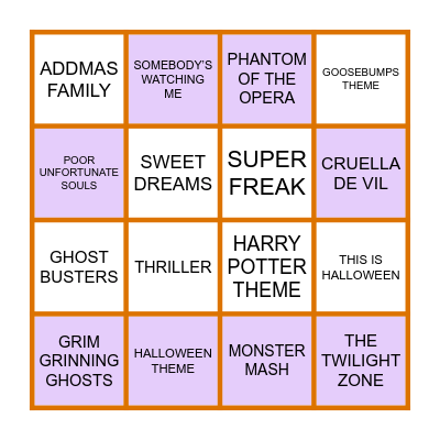 NAME THAT SPOOKY TUNE Bingo Card